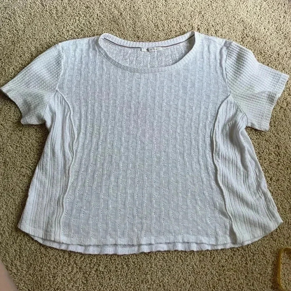 Anthropologie White Textured Sweater